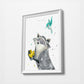 Pocahontas Racoon & Bird | Minimalist Watercolor Art Print Poster Gift Idea For Him Or Her | Nursery Art |