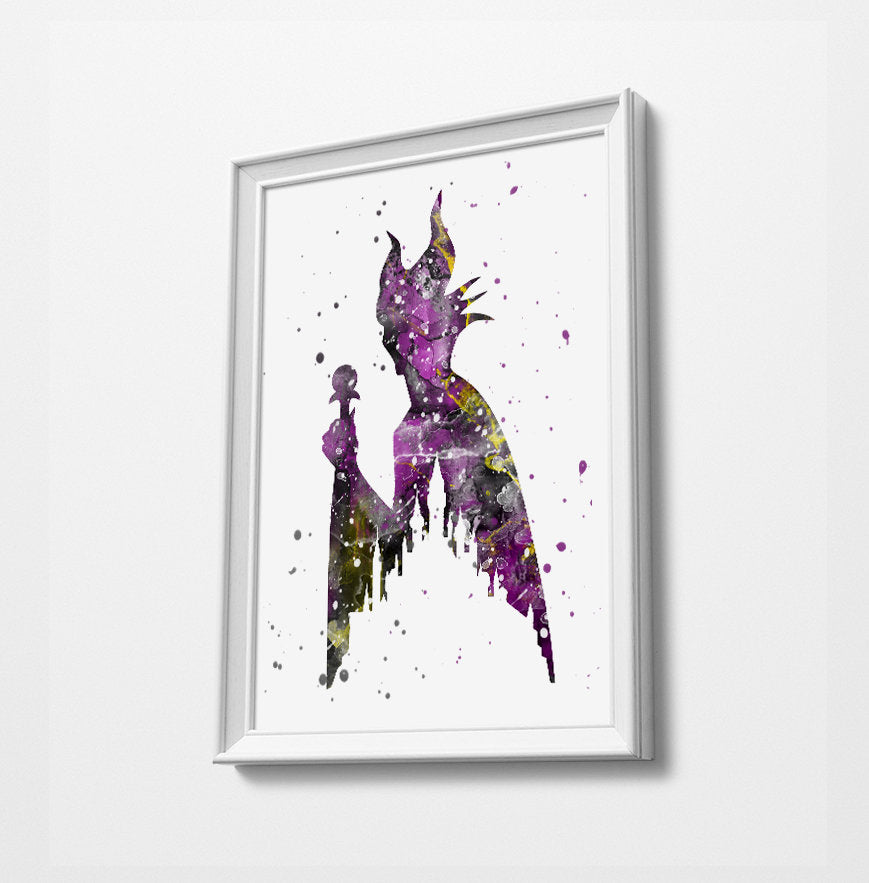 Maleficent | Minimalist Watercolor Art Print Poster Gift Idea For Him Or Her | Disney Prints