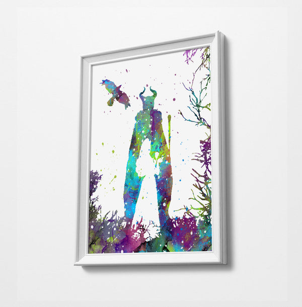 Maleficent | Minimalist Watercolor Art Print Poster Gift Idea For Him Or Her | Disney Prints