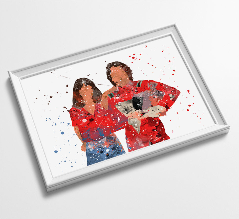 Mork + Mindy | Minimalist Watercolor Art Print Poster Gift Idea For Him Or Her | Tv Comedy