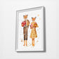 Mr Fox Family | Movie Minimalist Watercolor Art Print Poster Gift Idea For Him Or Her | Movie Artwork