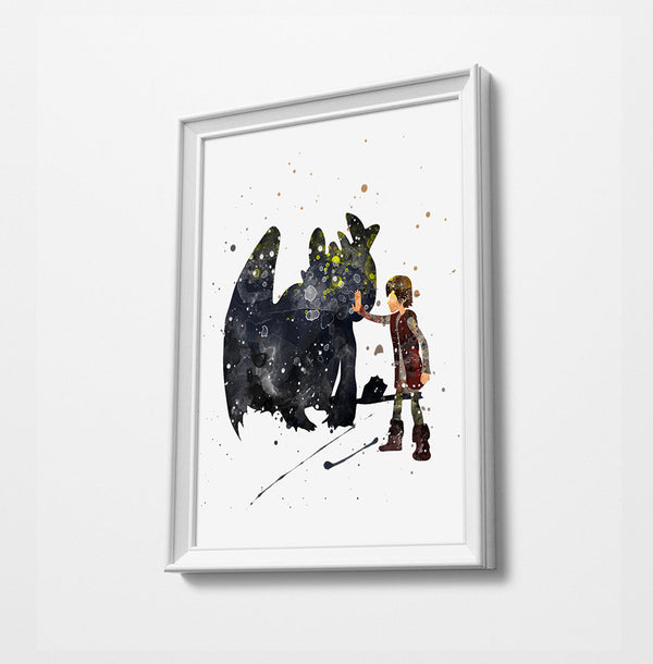 Dragon | Minimalist Watercolor Art Print Poster Gift Idea For Him Or Her | Nursery Art |