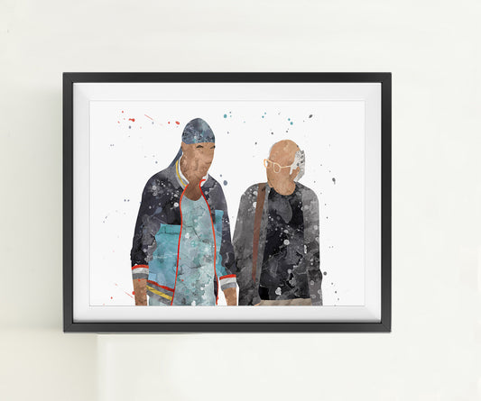 Larry + Leon | Minimalist Watercolor Art Print Poster Gift Idea For Him Or Her | Tv Comedy