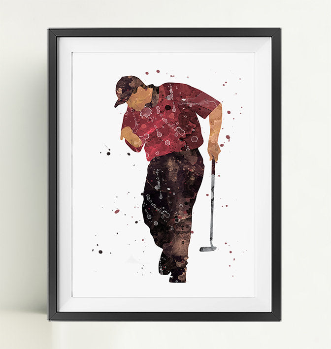 Tiger | Minimalist Watercolor Art Print Poster Gift Idea For Him Or Her | Golf