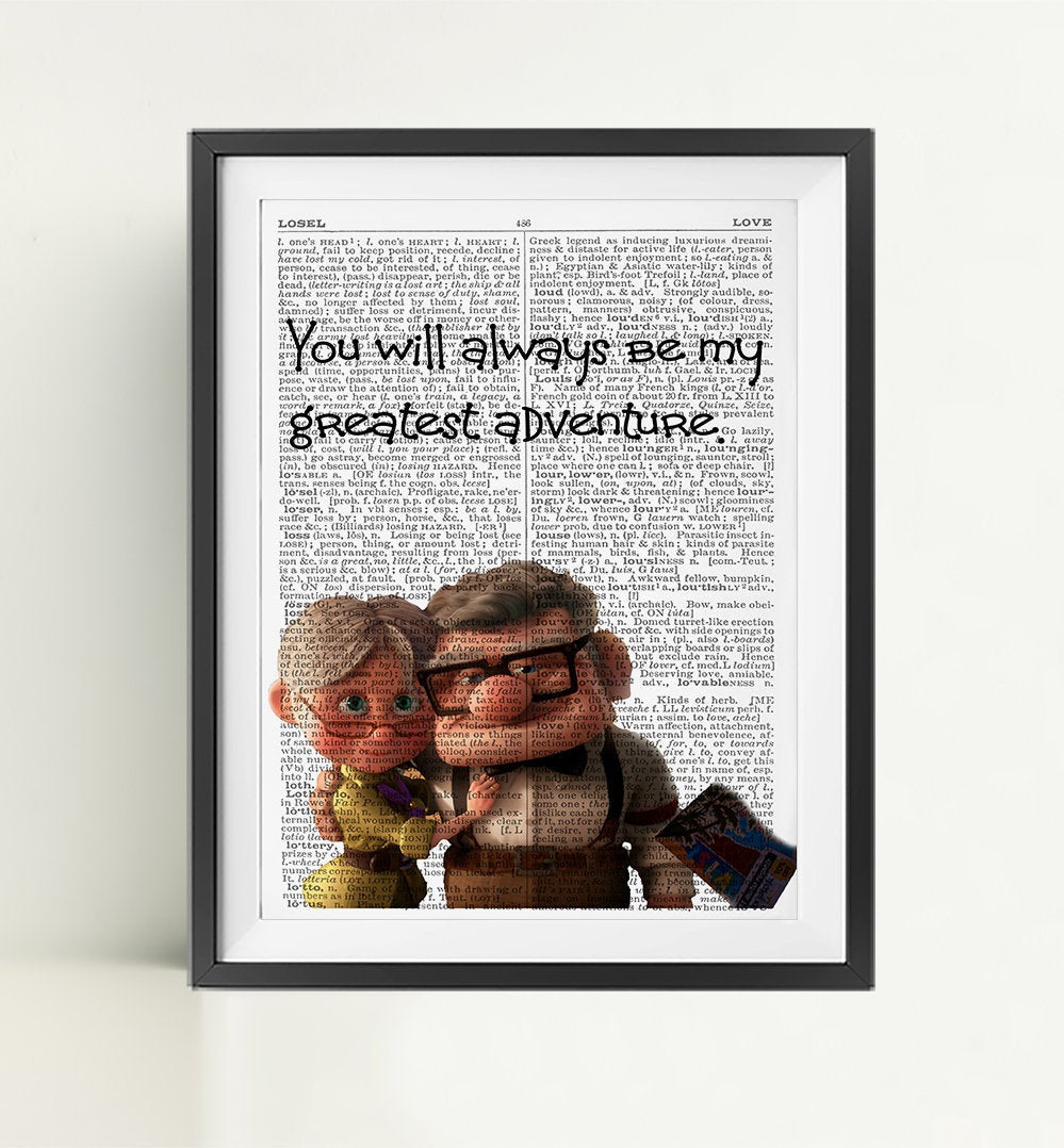 UP Dictionary Art Print Poster Page Quote | Nursery Art | Vintage Poster | Gift for her | Gift for Mum | Carl & Ellie