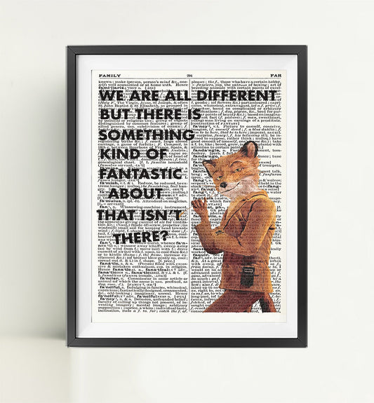 Mr Fox Dictionary Art Print Poster Page Quote | Nursery Art | Vintage Poster | Gift for her | Gift for Mum