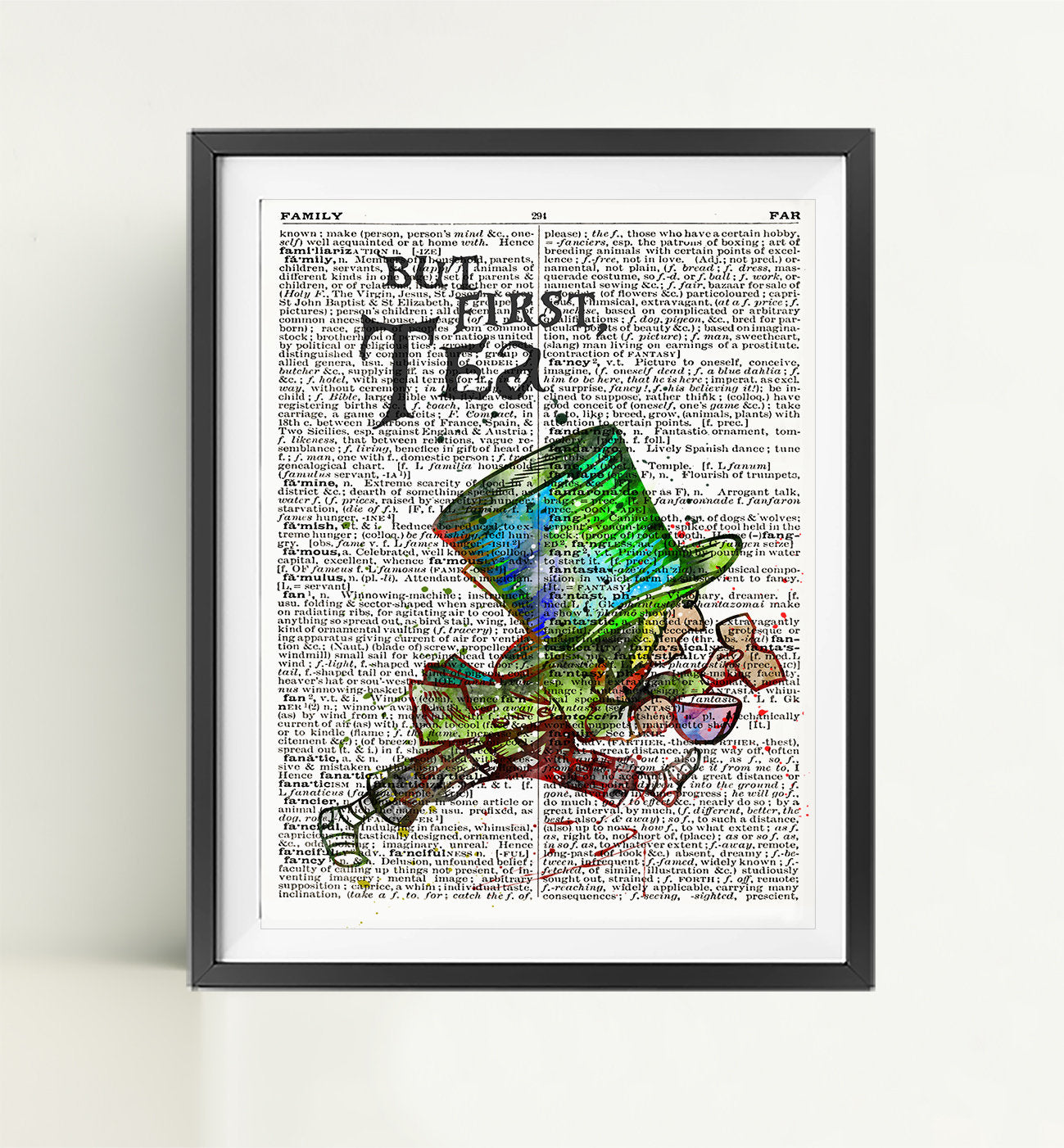 Hatter Tea | Alice in Wonderland | Dictionary Art Print Poster Page Quote | Nursery Art | Vintage Poster | Gift for her | Gift for Mum