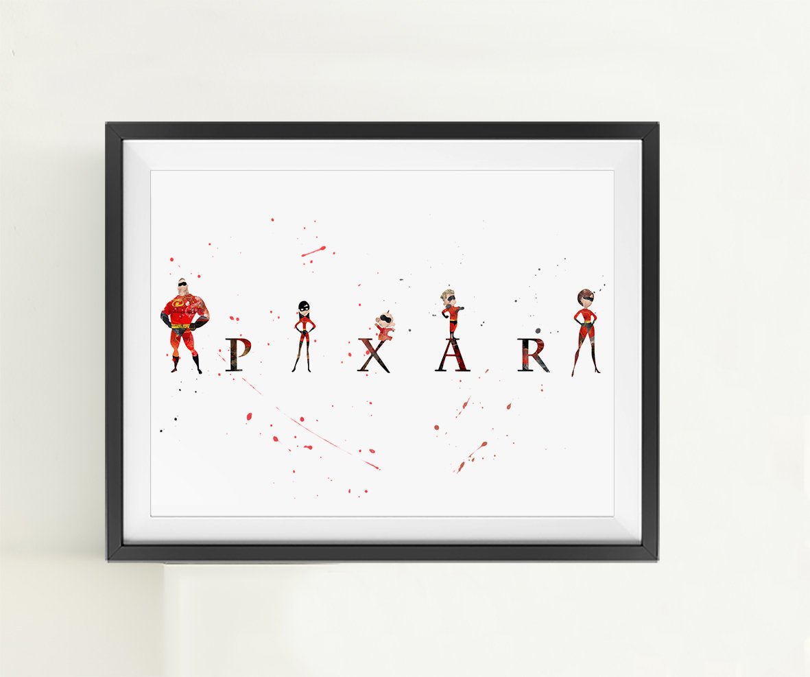 Minimalist Watercolor Art Print Poster Gift Idea For Him Or Her | Nursery Art | Gift for Baby | Incredibles