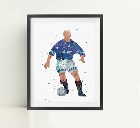 Gazza Minimalist Watercolor Art Print Poster Gift Idea For Him Or Her | Football | Soccer