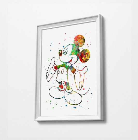 Mickey | Minimalist Watercolor Art Print Poster Gift Idea For Him Or Her |