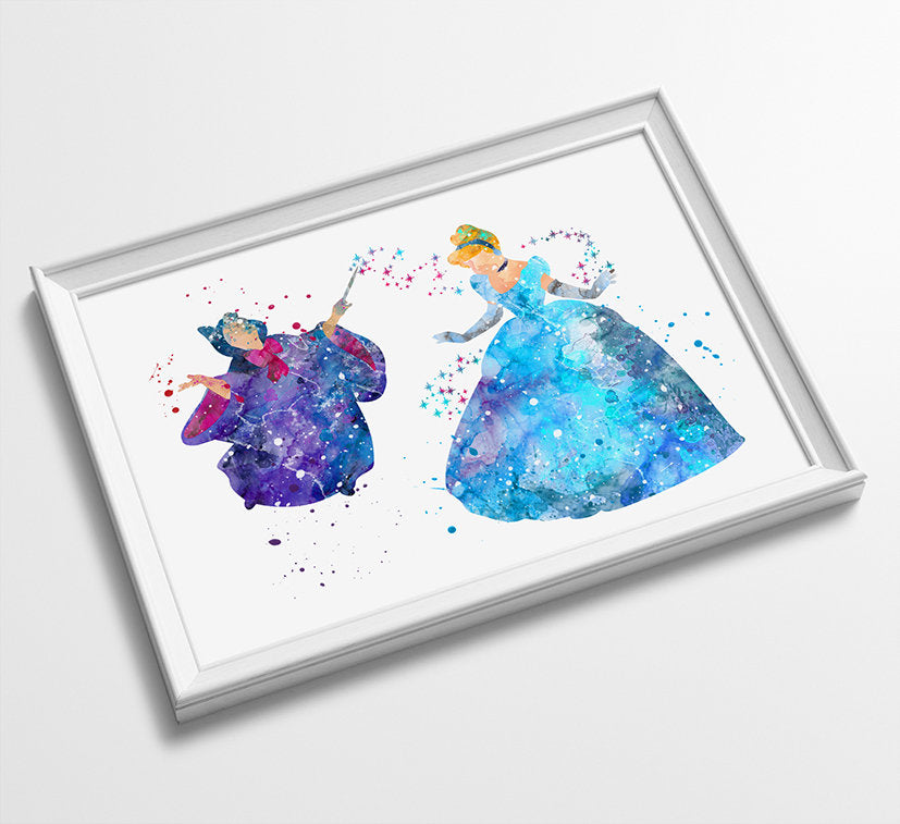 Cinderella | Disney Princess Prints | Minimalist Watercolor Art Print Poster Gift Idea For Him Or Her | Nursery Art |