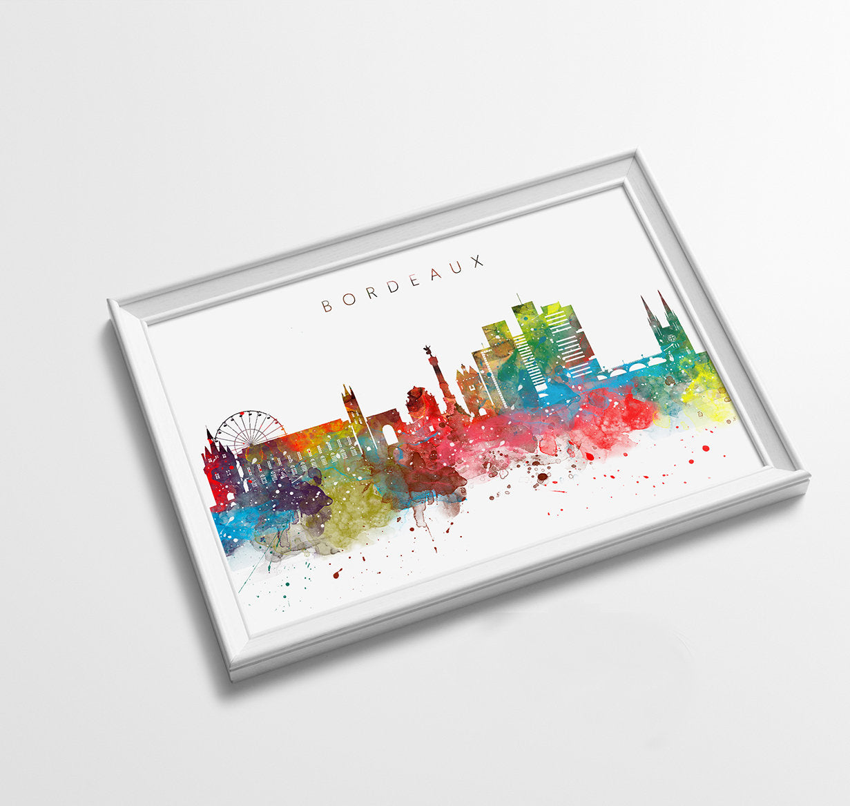 Bordeaux Skyline Art Print  | Minimalist Watercolor Art Print Poster Gift Idea For Him Or Her | Wall Art | City Skyline | City Prints