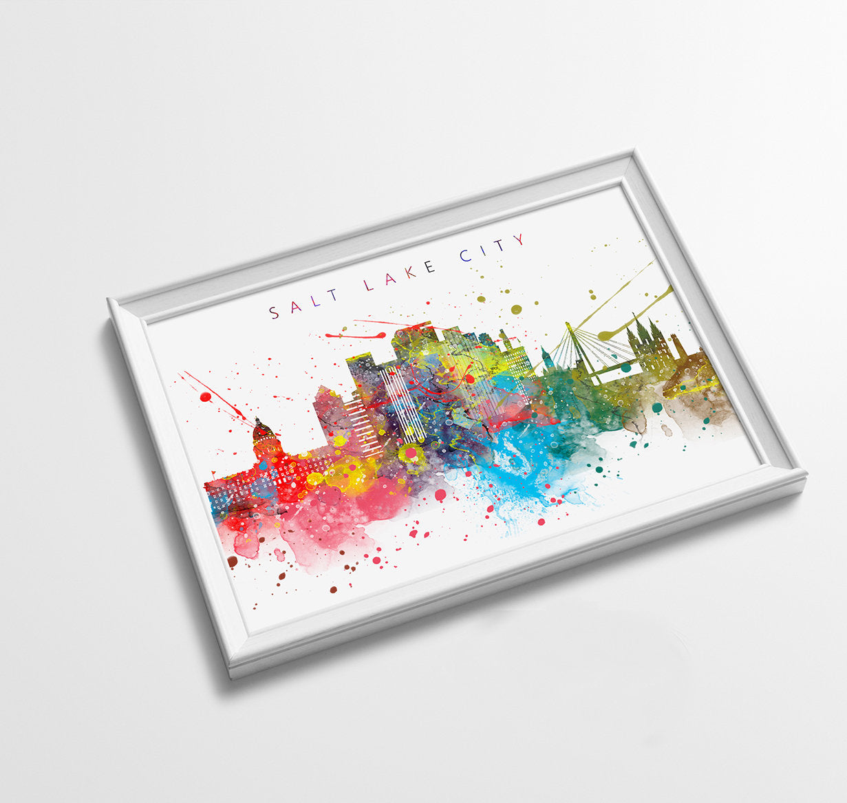 Salt Lake City Skyline Art Print  | Minimalist Watercolor Art Print Poster Gift Idea For Him Or Her | Wall Art | City Skyline | City Prints