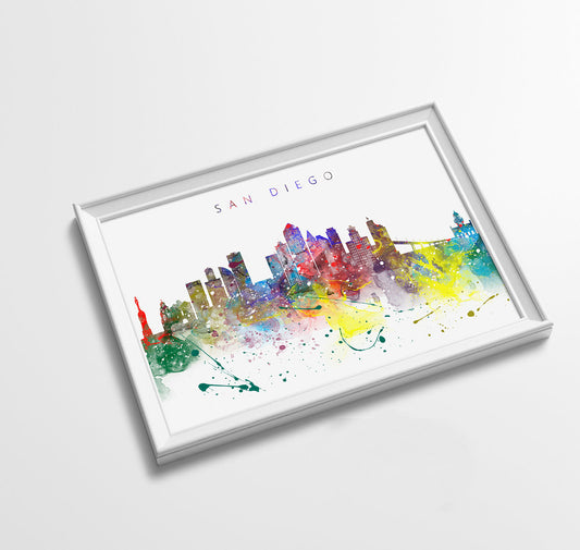 San Diego Skyline Art Print  | Minimalist Watercolor Art Print Poster Gift Idea For Him Or Her | Wall Art | City Skyline | City Prints