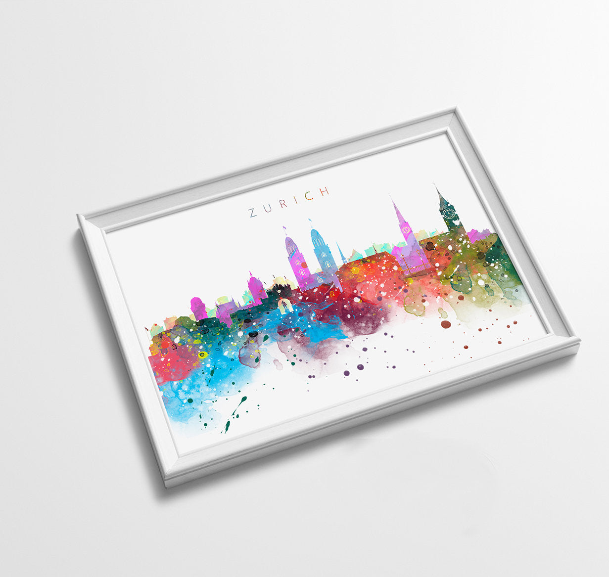 Zurich Skyline Art Print  | Minimalist Watercolor Art Print Poster Gift Idea For Him Or Her | Wall Art | City Skyline | City Prints