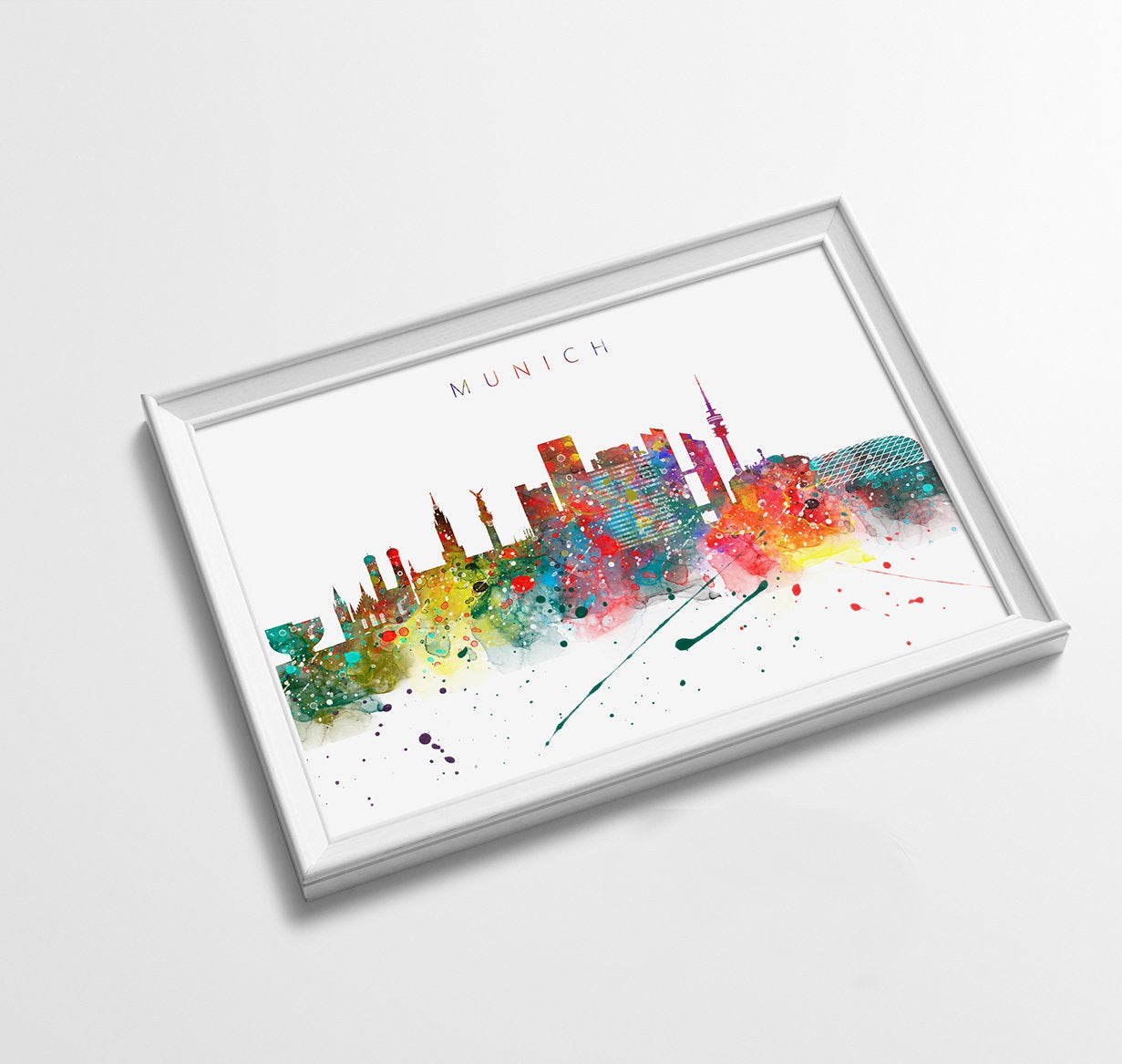 Munich Skyline Art Print  | Minimalist Watercolor Art Print Poster Gift Idea For Him Or Her | Wall Art | City Skyline | City Prints