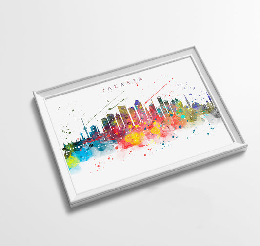 Jakarta Skyline Art Print  | Minimalist Watercolor Art Print Poster Gift Idea For Him Or Her | Wall Art | City Skyline | City Prints