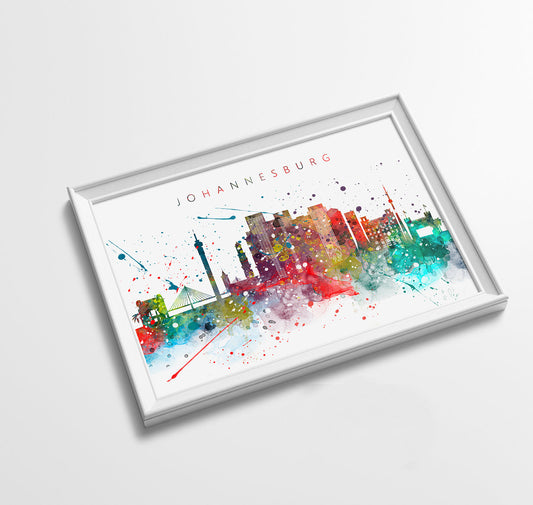 Johannesburg Skyline Art Print  | Minimalist Watercolor Art Print Poster Gift Idea For Him Or Her | Wall Art | City Skyline | City Prints