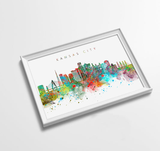 Kansas City Skyline Art Print  | Minimalist Watercolor Art Print Poster Gift Idea For Him Or Her | Wall Art | City Skyline | City Prints