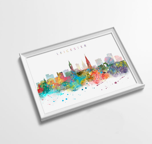 Leicester Skyline Art Print  | Minimalist Watercolor Art Print Poster Gift Idea For Him Or Her | Wall Art | City Skyline | City Prints