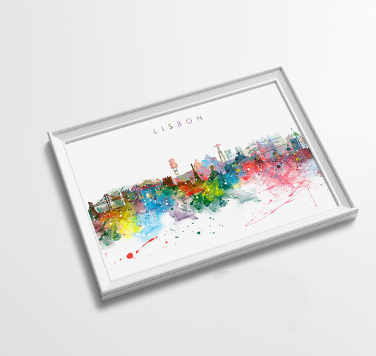 Lisbon Skyline Art Print  | Minimalist Watercolor Art Print Poster Gift Idea For Him Or Her | Wall Art | City Skyline | City Prints