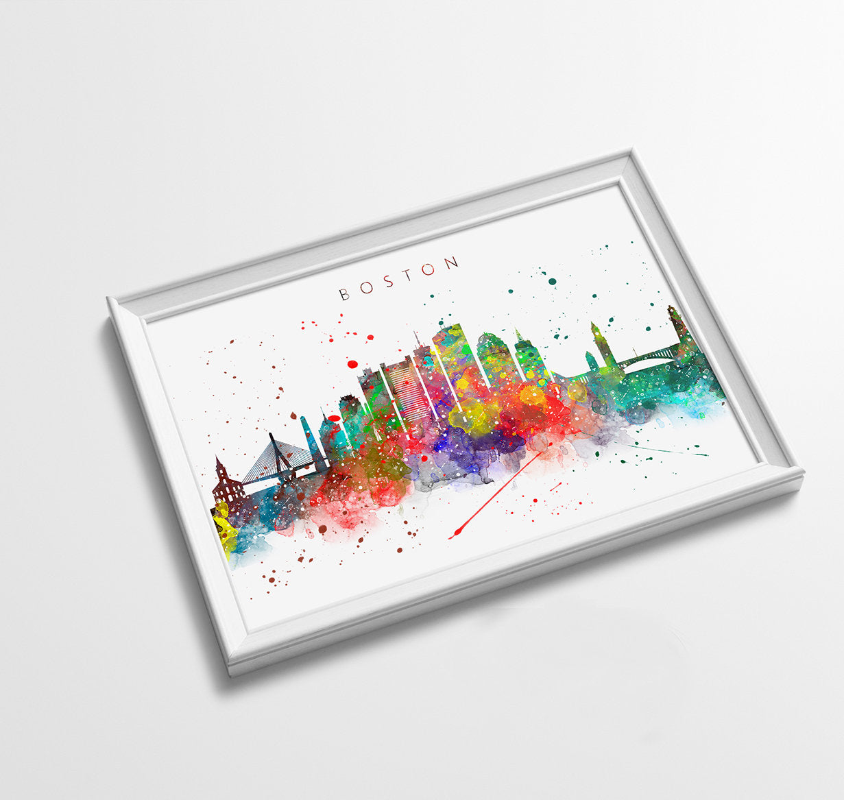 Boston Skyline Art Print  | Minimalist Watercolor Art Print Poster Gift Idea For Him Or Her | Wall Art | City Skyline | City Prints