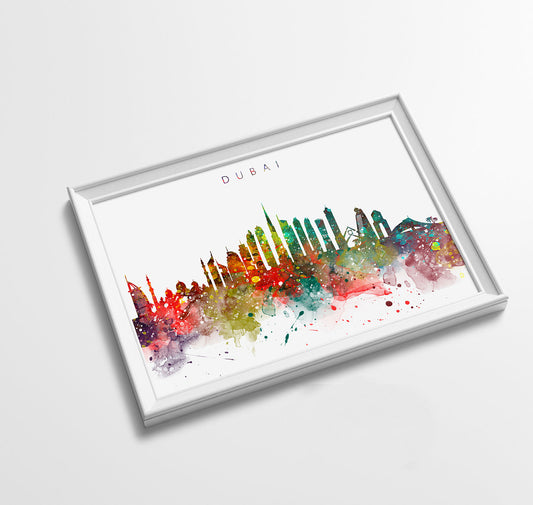 Dubai Skyline Art Print  | Minimalist Watercolor Art Print Poster Gift Idea For Him Or Her | Wall Art | City Skyline | City Prints