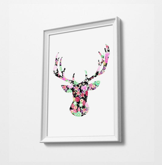 Deer Animal Minimalist Watercolor Art Print Poster Gift Idea For Him Or Her Music Poster