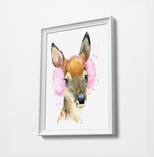 Deer Animal Minimalist Watercolor Art Print Poster Gift Idea For Him Or Her Music Poster