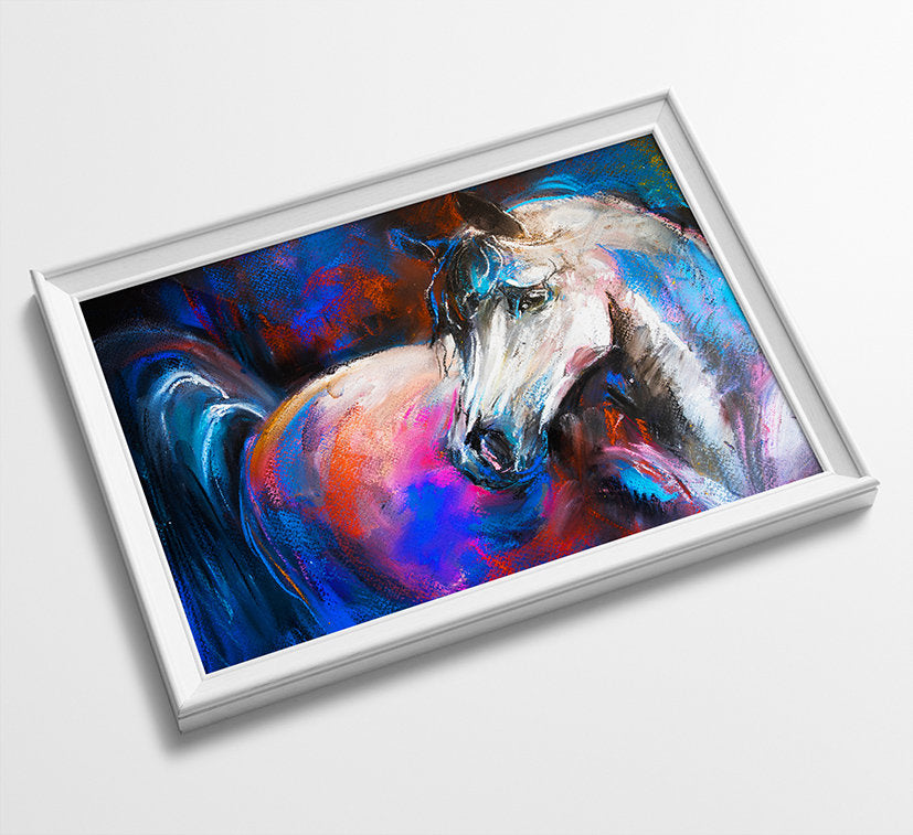 Horse Animal Minimalist Watercolor Art Print Poster Gift Idea For Him Or Her Music Poster