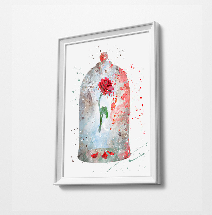 Rose | Minimalist Watercolor Art Print Poster Gift Idea For Him Or Her | Nursery Art | Beauty and the Beast Print art