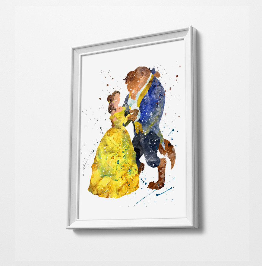 Belle | Minimalist Watercolor Art Print Poster Gift Idea For Him Or Her | Nursery Art | Beauty and the Beast Print art