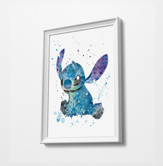 Minimalist Watercolor Art Print Poster Gift Idea For Him Or Her | Disney Prints | Lilo and Stitch Print Art Poster