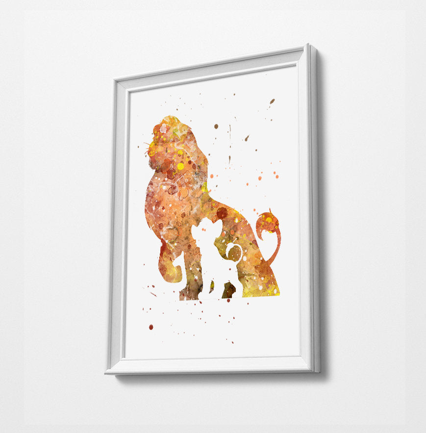 Lion King | Minimalist Watercolor Art Print Poster Gift Idea For Him Or Her | Nursery Art | Gift for Baby |