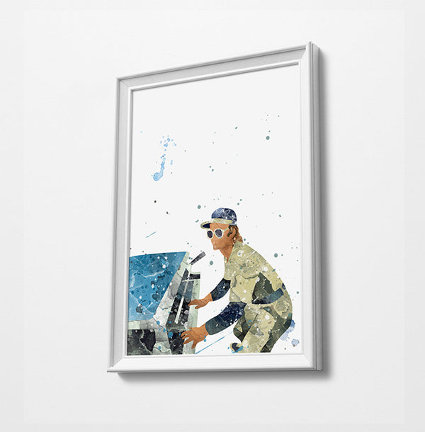 Elton Minimalist Watercolor Art Print Poster Gift Idea For Him Or Her Music Poster