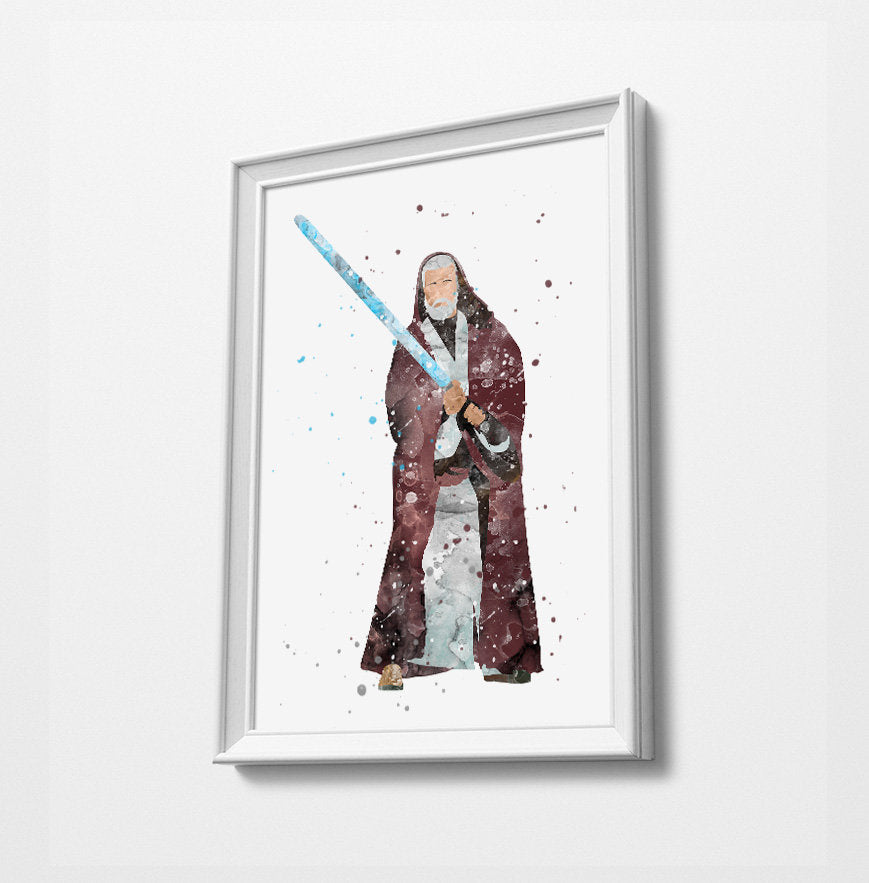 OLD OBI Minimalist Watercolor Art Print Poster Gift Idea For Him Or Her | Movie Poster Print Artwork