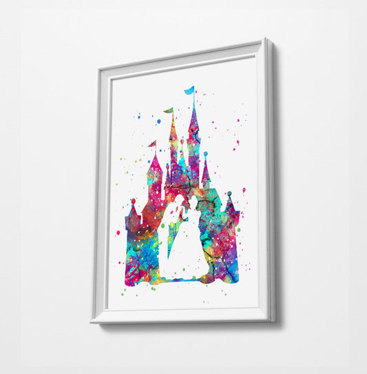Cinderella Castle | Minimalist Watercolor Art Print Poster Gift Idea For Him Or Her |