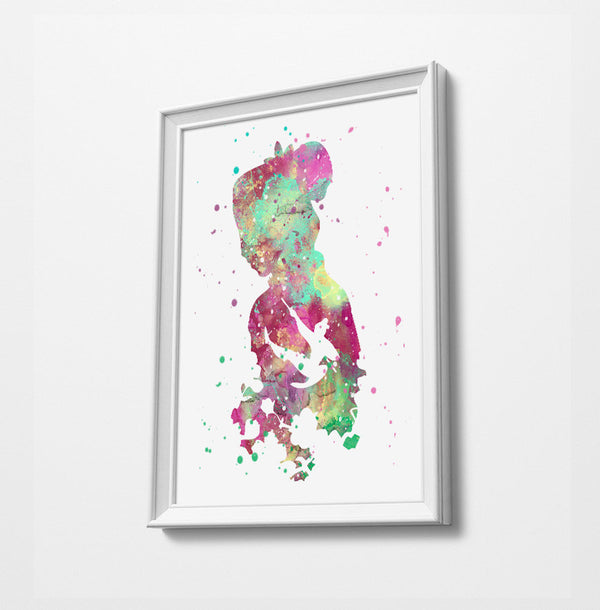 Mulan Double Exposure | Minimalist Watercolor Art Print Poster Gift Idea For Him Or Her | Nursery Art | Disney Prints