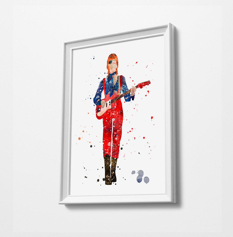 Bowie | Minimalist Watercolor Art Print Poster Gift Idea For Him Or Her Music Poster