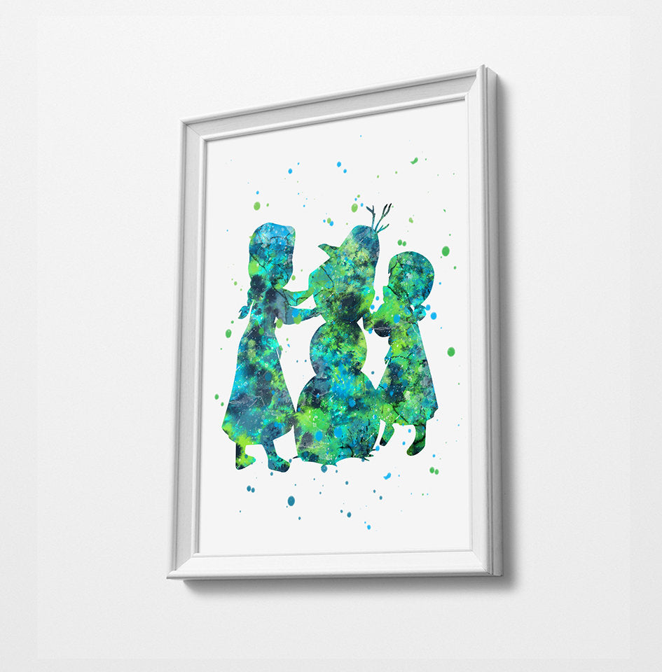 Anna Elsa Olaf | Minimalist Watercolor Art Print Poster Gift Idea For Him Or Her |