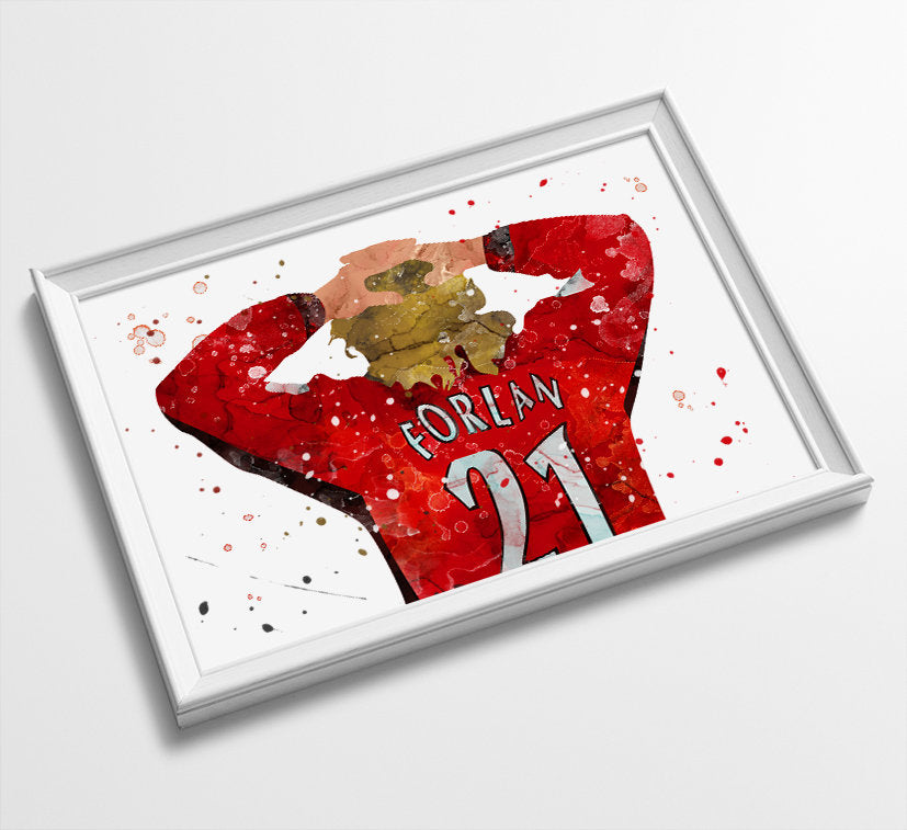 Classic Forlan Minimalist Watercolor Art Print Poster Gift Idea For Him Or Her | Football | Soccer