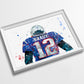 American Football Minimalist Watercolor Art Print Poster Gift Idea For Him Or Her |