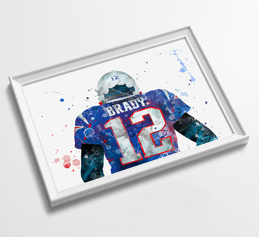 American Football Minimalist Watercolor Art Print Poster Gift Idea For Him Or Her |