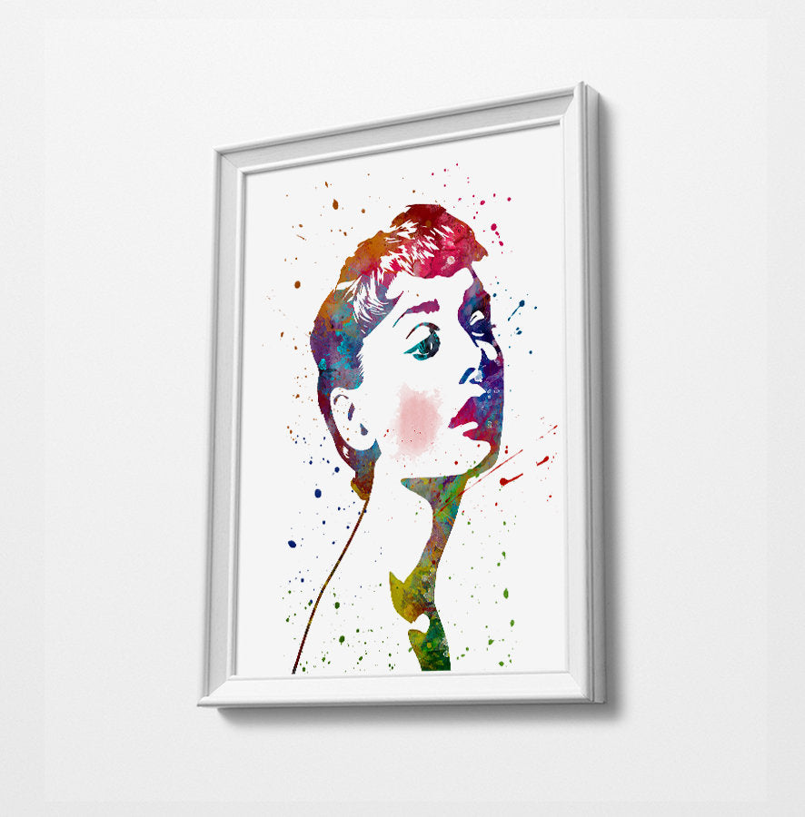 Audrey Minimalist Watercolor Art Print Poster Gift Idea For Him Or Her | Movie Artwork