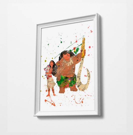 Moana Maui | Minimalist Watercolor Art Print Poster Gift Idea For Him Or Her |