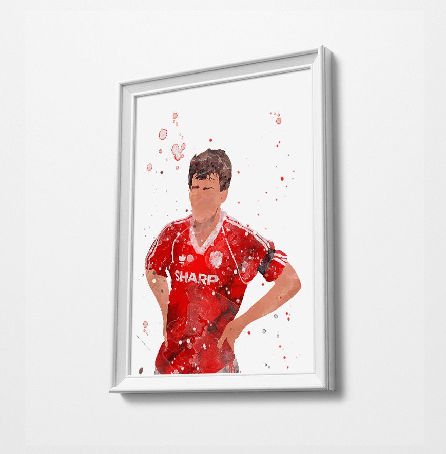 Classic Robbo | Bryan Robson | Football Minimalist Watercolor Art Print Poster Gift Idea For Him Or Her | Football | Soccer