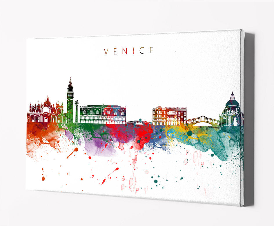 Venice Skyline Art Print  | Minimalist Watercolor Art Print Poster Gift Idea For Him Or Her | Wall Art | City Skyline | City Prints