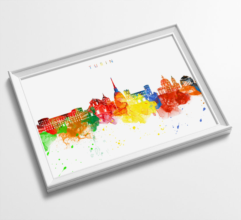 Turin Skyline Art Print  | Minimalist Watercolor Art Print Poster | Gift Idea For Him Or Her | Wall Art | City Skyline | City Prints