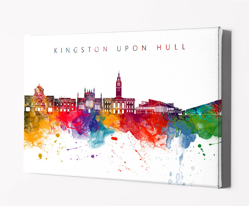 Hull Skyline Art Print  | Minimalist Watercolor Art Print Poster | Gift Idea For Him Or Her | Wall Art | City Skyline | City Prints