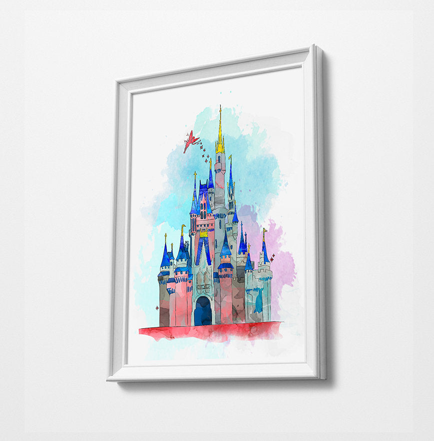Castle | Minimalist Watercolor Art Print Poster Gift Idea For Him Or Her |